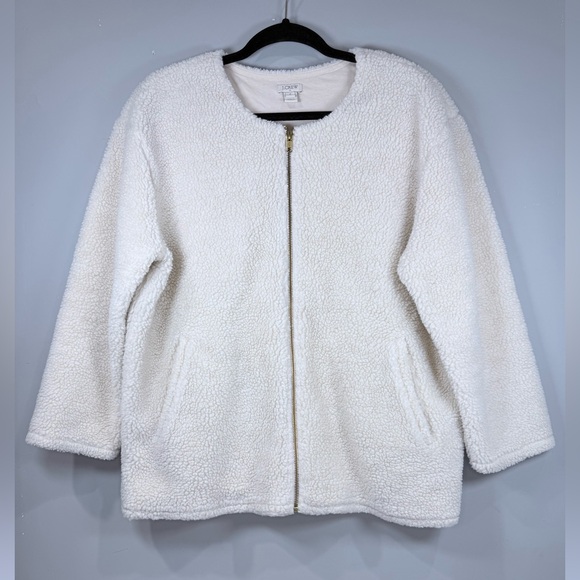 J. Crew Jackets & Blazers - J.Crew Cream Sherpa Teddy Bear Jacket H4011 – Medium, EUC